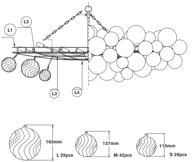 VISUAL COMFORT JN 5117 Talia Large Linear Chandelier - ASSEMBLY 1