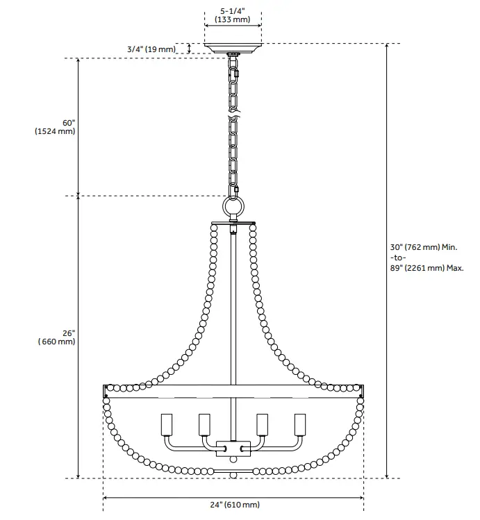 PARK HARBOR 479850 Edisto Rustic Pewter 6 Light Pendant Chandelier - Parts