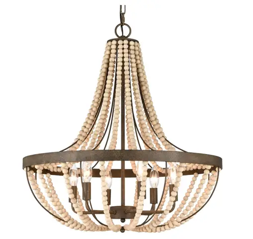 PARK HARBOR 479850 Edisto Rustic Pewter 6 Light Pendant Chandelier