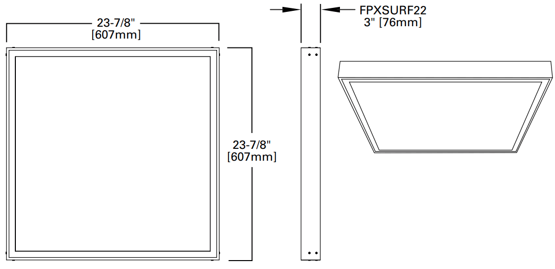 COOPER 22FP 2 x 2 Edge Lit Panel Recessed Suspended Surface - fig 2