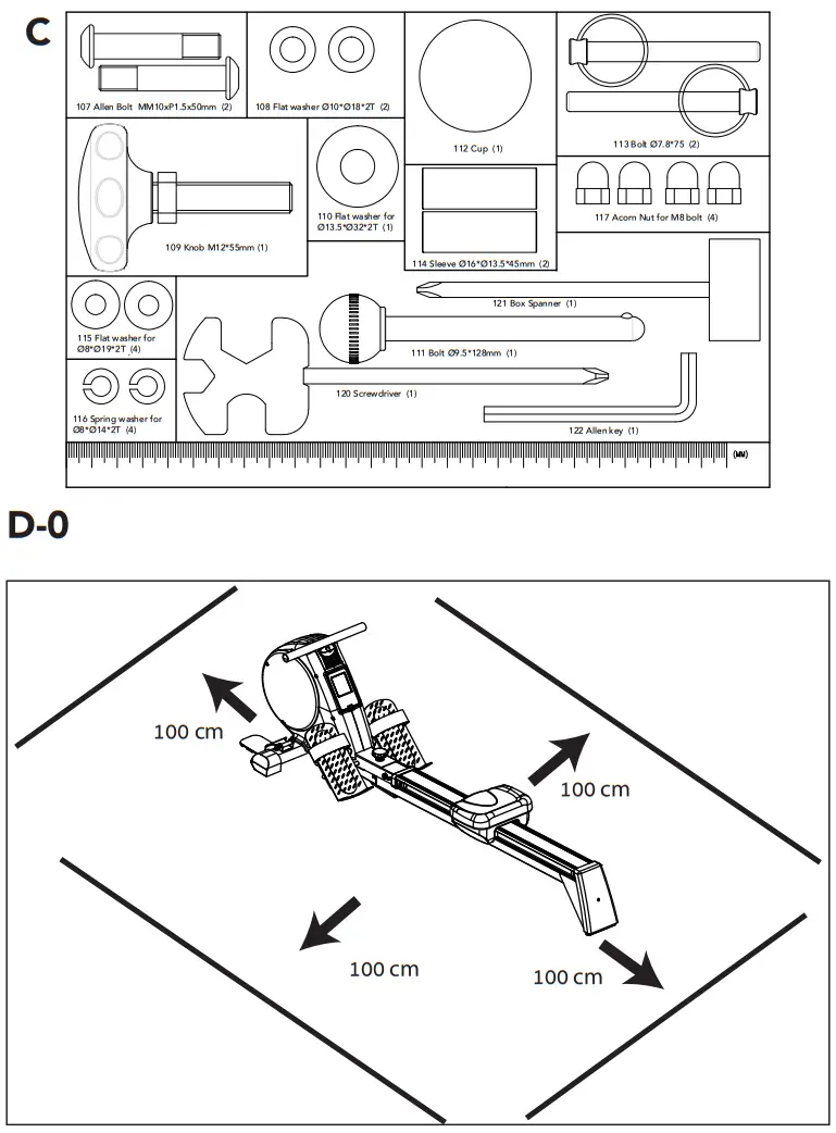 TUNTURI FitRow 50 Ergometer Pedal - Figure 3