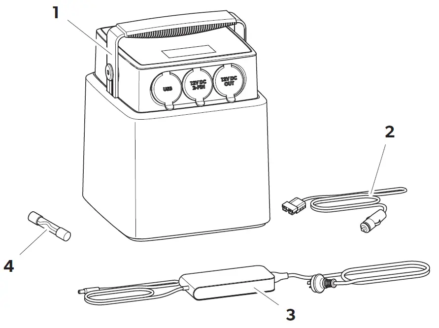 DOMETIC Portable Lithium Iron Phosphate Battery Pack scope of delievery