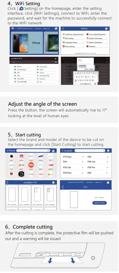 Shenzhen Instant Meiyue Technology SM-2103 Series Automatic Film Cutter User Manual - Operation