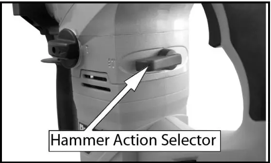 Clarke CON1500RDV Contractor Rotary Hammer Drill Instruction Manual - HAMMER ACTION SELECTOR