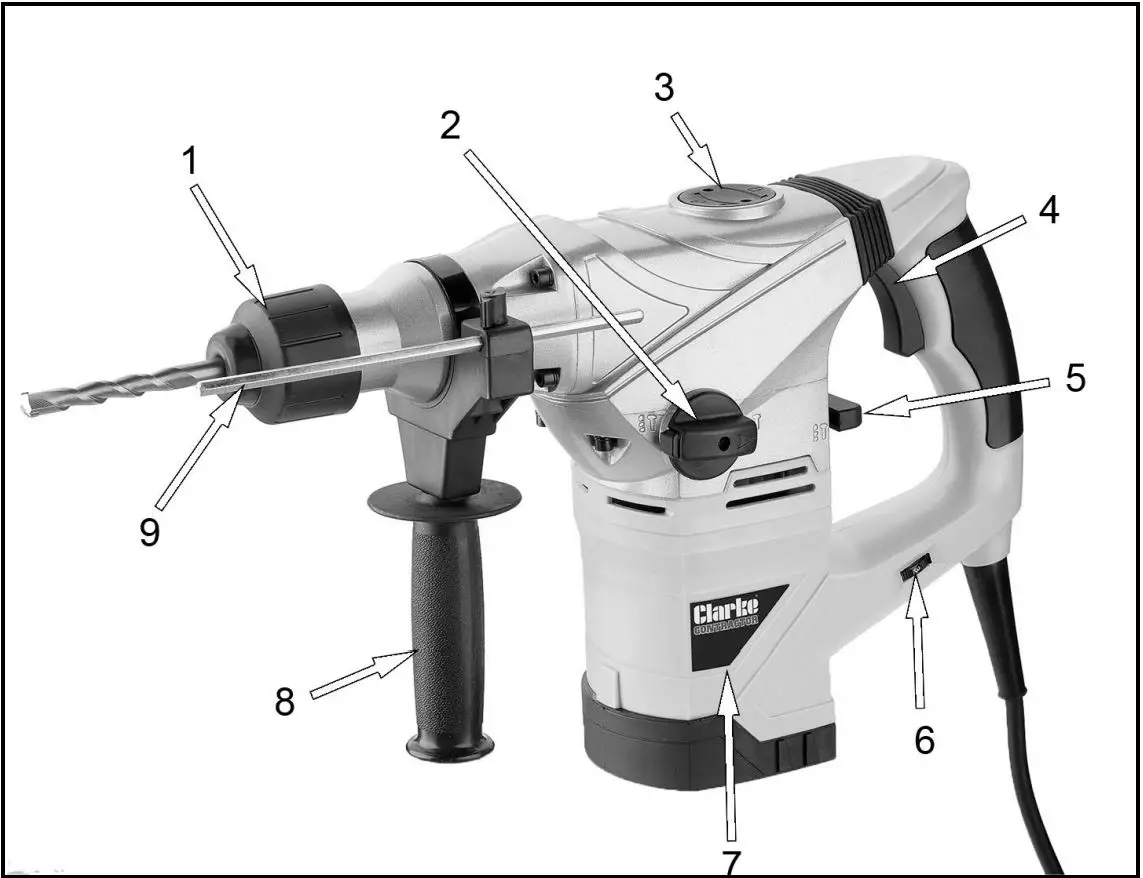 Clarke CON1500RDV Contractor Rotary Hammer Drill Instruction Manual - OVERVIEW