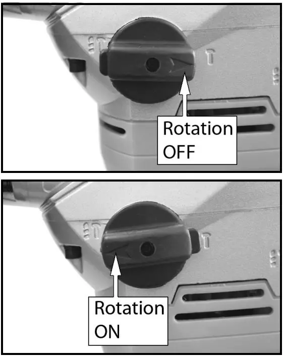 Clarke CON1500RDV Contractor Rotary Hammer Drill Instruction Manual - ROTATION ON OFF SELECTOR