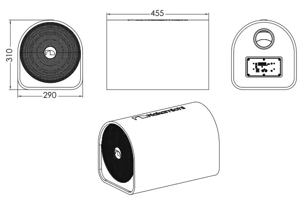 Nakamichi NBT 1006A 10 Inch Active Tunnel Tube- DIMENSION