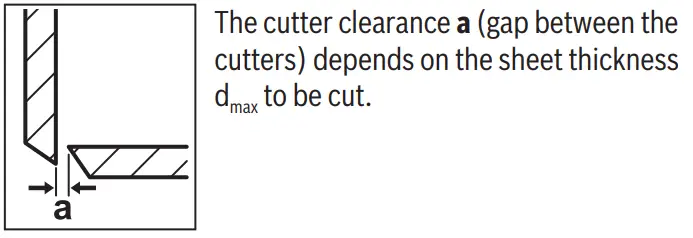 BOSCH GSC 12V-13 Professional 12V Li-Ion Coolpack Cordless Metal Shear Instruction Manual - Adjusting cutter clearance