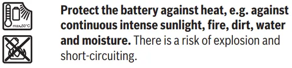 BOSCH GSC 12V-13 Professional 12V Li-Ion Coolpack Cordless Metal Shear Instruction Manual - Protect the battery against heat