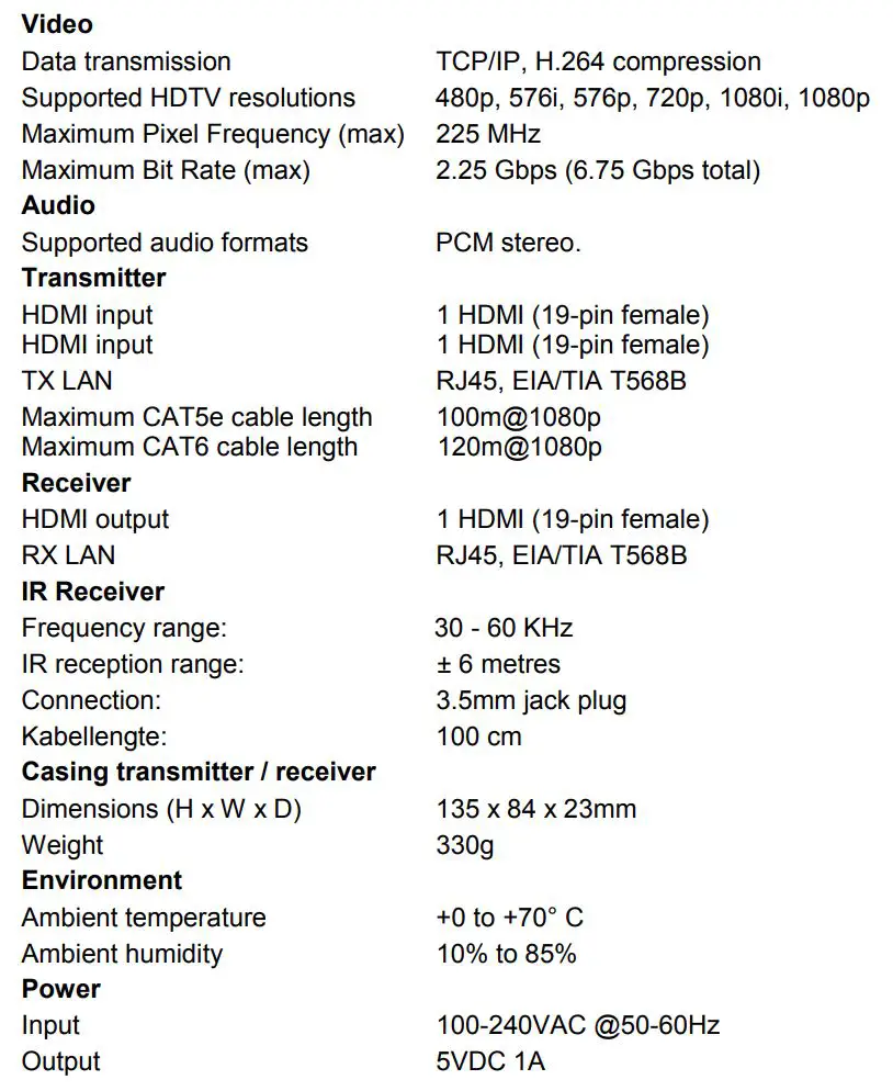 MARMITEK RJ45 MegaView 91 Network Cable User Manual - TECHNICAL INFORMATION
