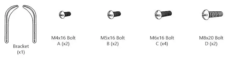 WALI Universal Soundbar Mount - Supplied Parts List 1