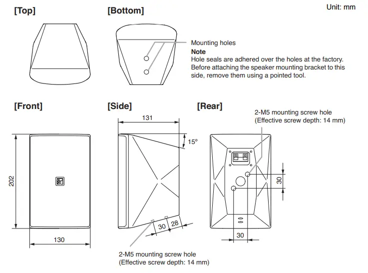 TOA F 1000B Wide Dispersion Speaker - DIMENSIONAL DIAGRAM