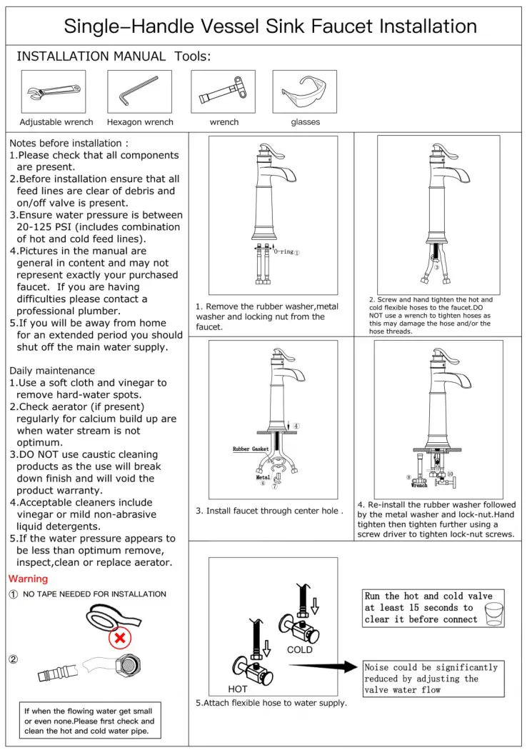 BWE Single Handle Lavatory Faucet - Installation