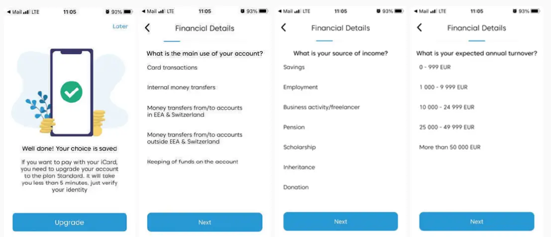 Provide iCard with additional personal data