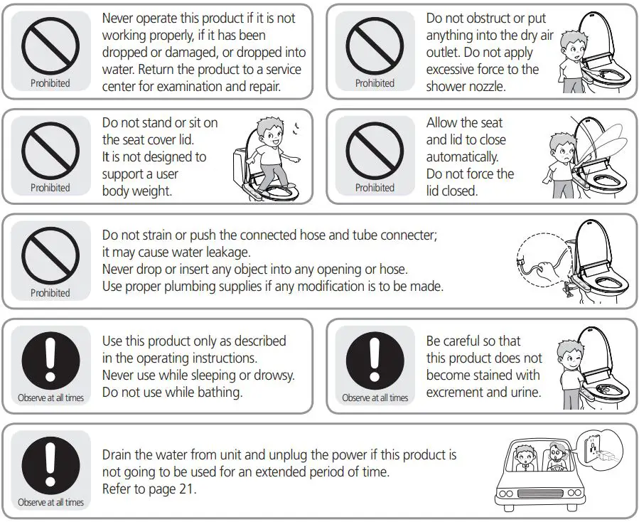 SmartBidet SB-3000 Electronic Bidet User Manual - IMPORTANT SAFEGUARDS