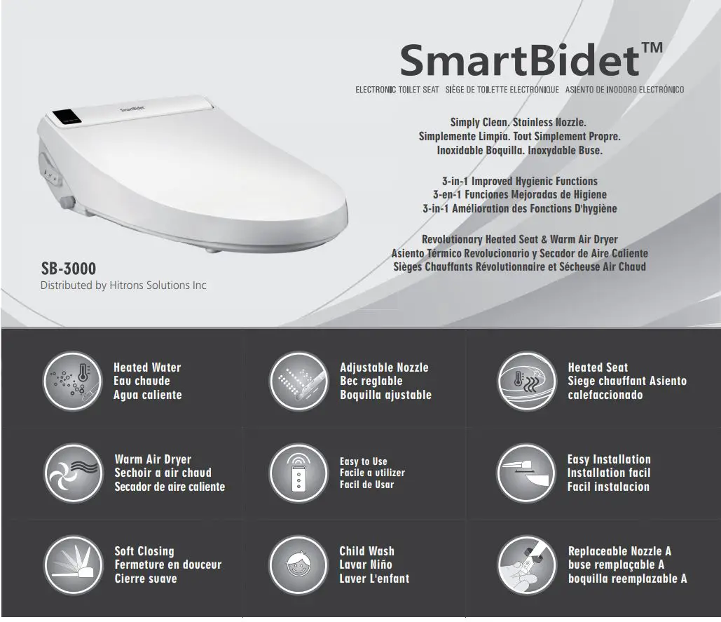 SmartBidet SB-3000 Electronic Bidet User Manual - Important Functions