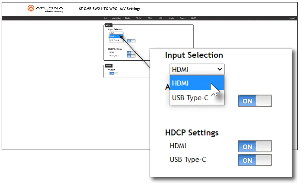 ATLONA AT OME SW21 TX WPC Wallplate HDBaseT Transmitter for HDMI and USB C with USB Hub - 13