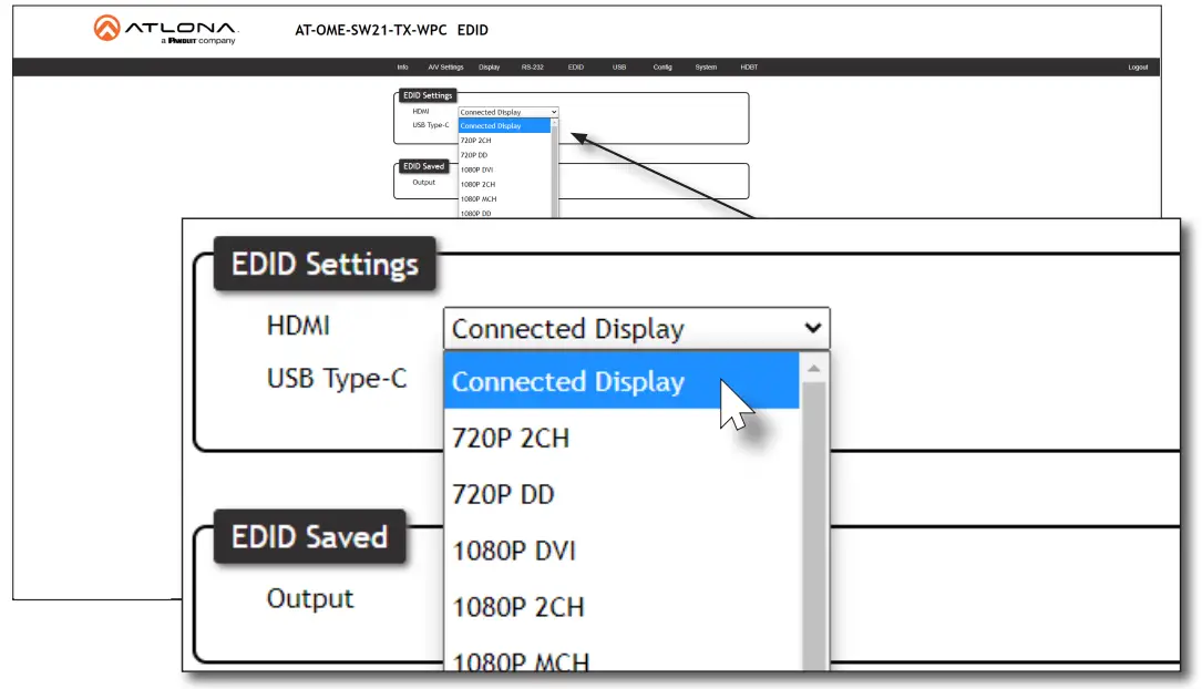 ATLONA AT OME SW21 TX WPC Wallplate HDBaseT Transmitter for HDMI and USB C with USB Hub - 19