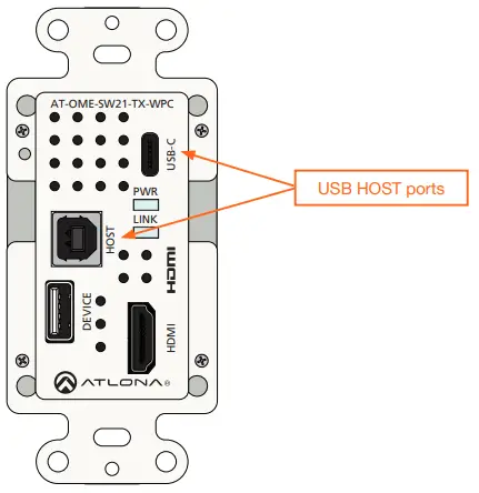 ATLONA AT OME SW21 TX WPC Wallplate HDBaseT Transmitter for HDMI and USB C with USB Hub - 24