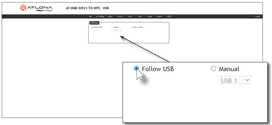 ATLONA AT OME SW21 TX WPC Wallplate HDBaseT Transmitter for HDMI and USB C with USB Hub - 25