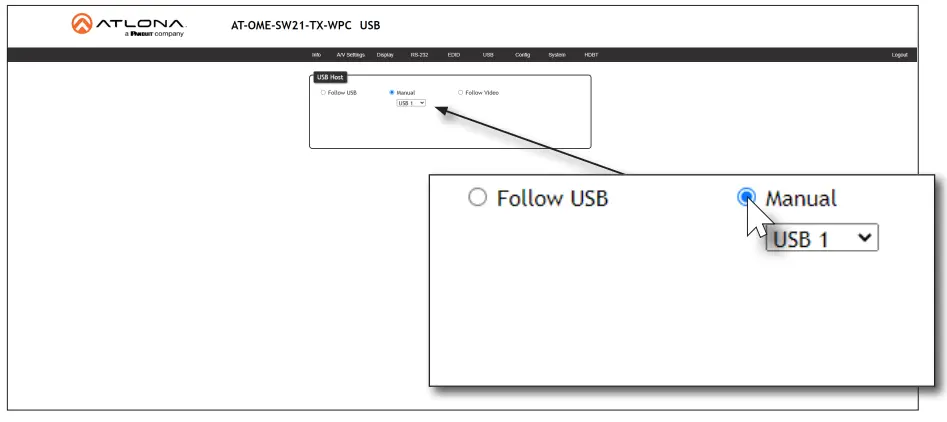 ATLONA AT OME SW21 TX WPC Wallplate HDBaseT Transmitter for HDMI and USB C with USB Hub -26