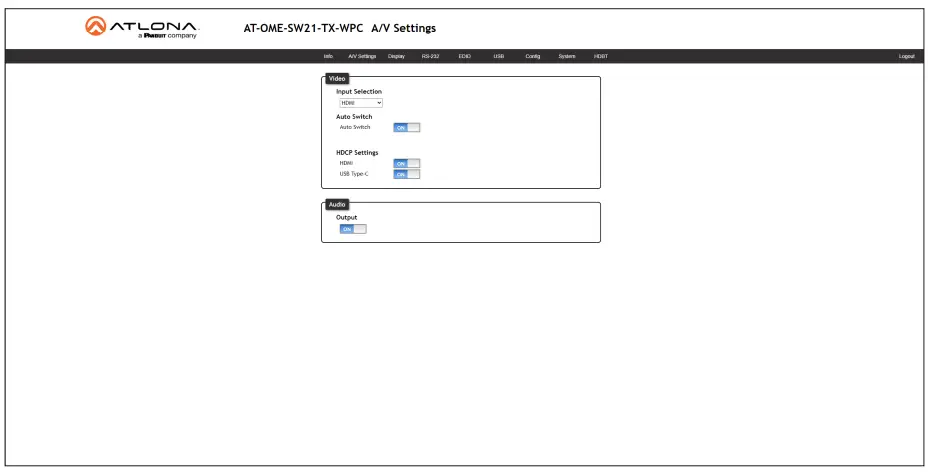 ATLONA AT OME SW21 TX WPC Wallplate HDBaseT Transmitter for HDMI and USB C with USB Hub - 44