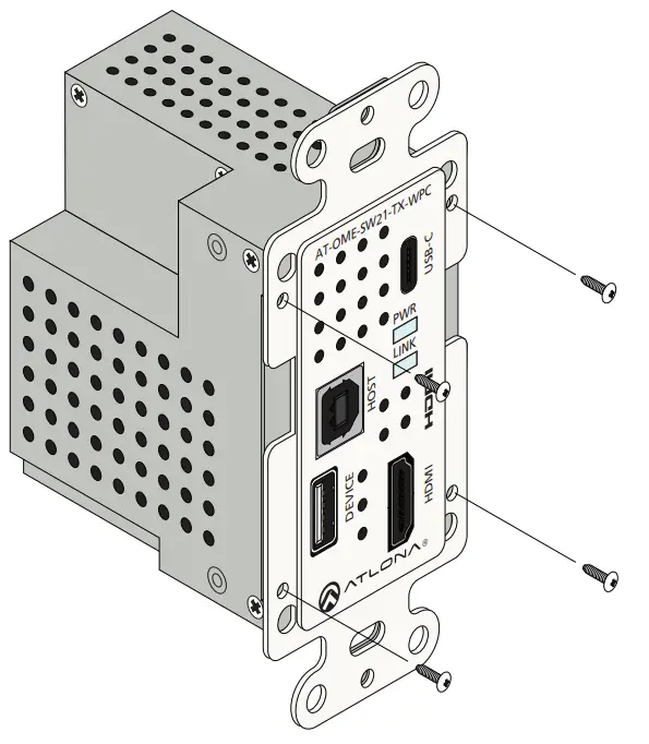 ATLONA AT OME SW21 TX WPC Wallplate HDBaseT Transmitter for HDMI and USB C with USB Hub - 7