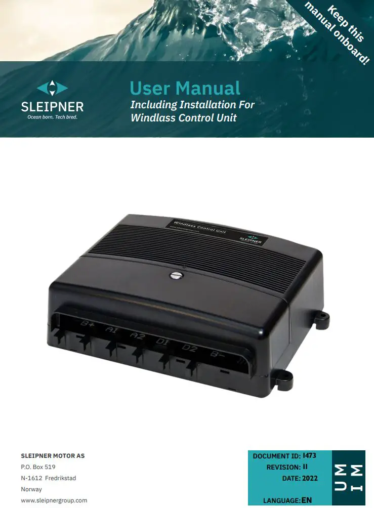 SLEIPNER 150000 Windlass Control Unit User Manual