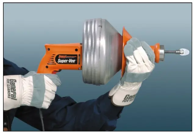 WHITE BEAR RENTAL Super Vee Powered Sewer Snake - hand as far as it will go