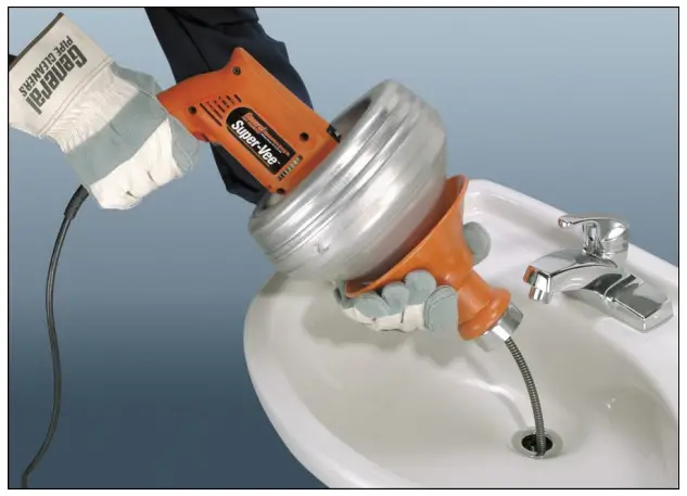 WHITE BEAR RENTAL Super Vee Powered Sewer Snake - prevent cable whipping