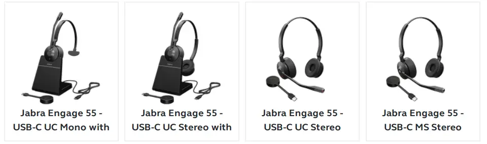 Jabra Engage 55 USB C MS Stereo Wireless Headset with Charging Stand -fig 1