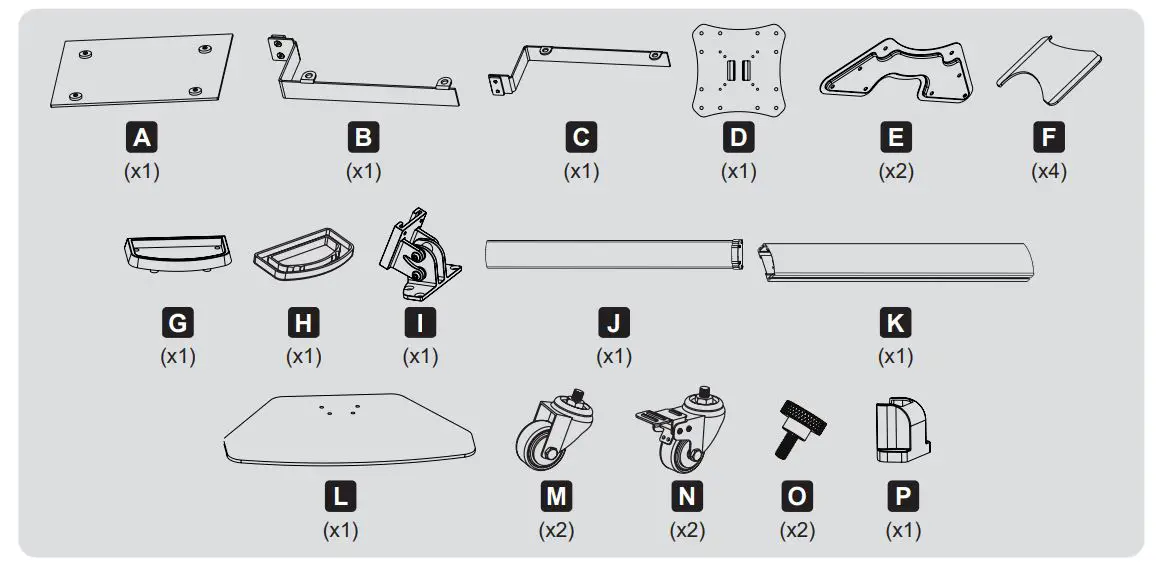 tripplite DMCS3255SG62 Premier Rolling TV Monitor - Component Checklist