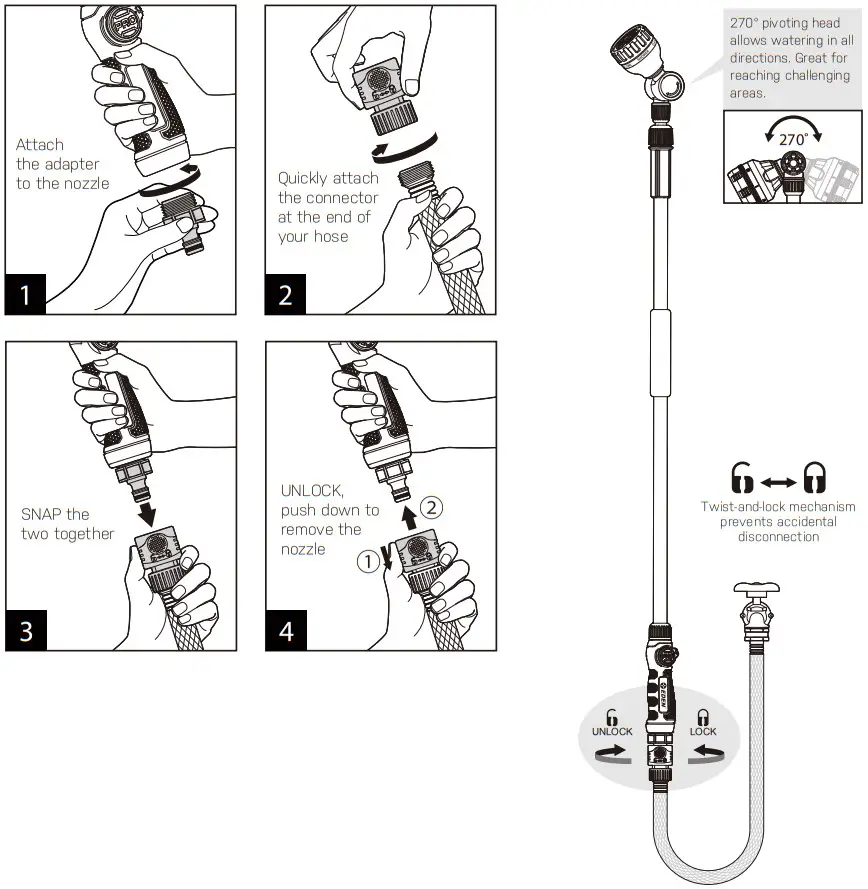 EDEN 94624 Pro Metal 6 Pattern Thumb Control Turbo Extension Watering Wand - Figure 4