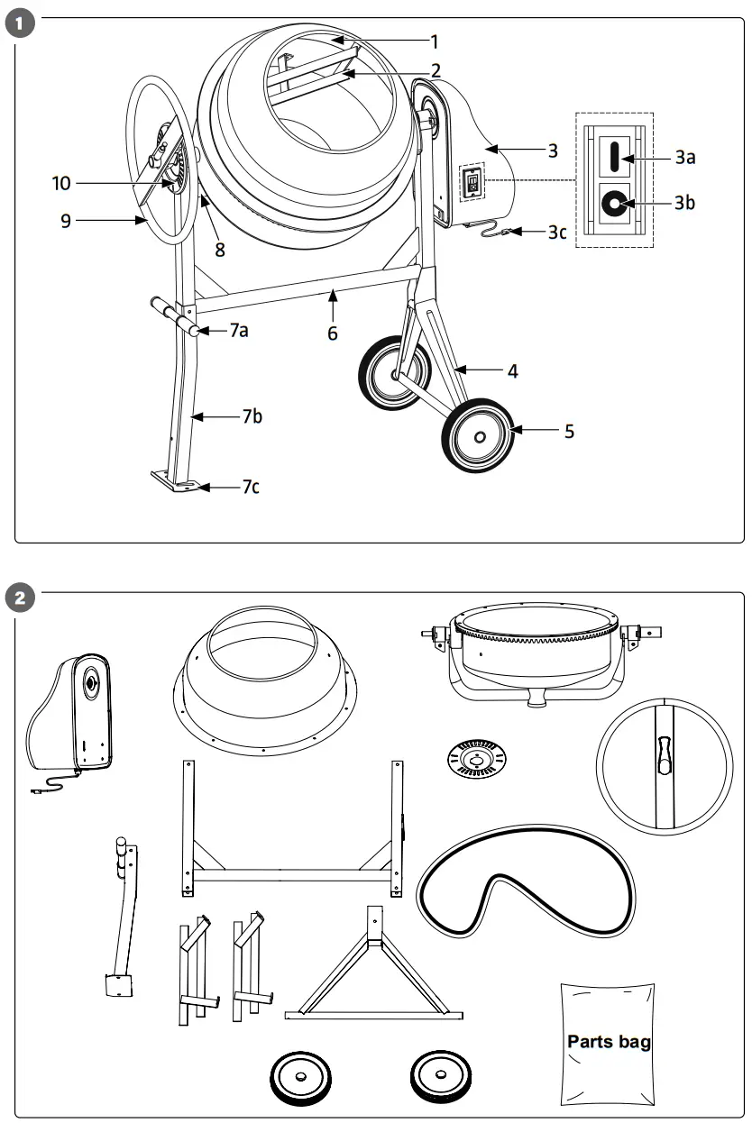 MEEC TOOLS 024342 Concrete Mixer - fig 1