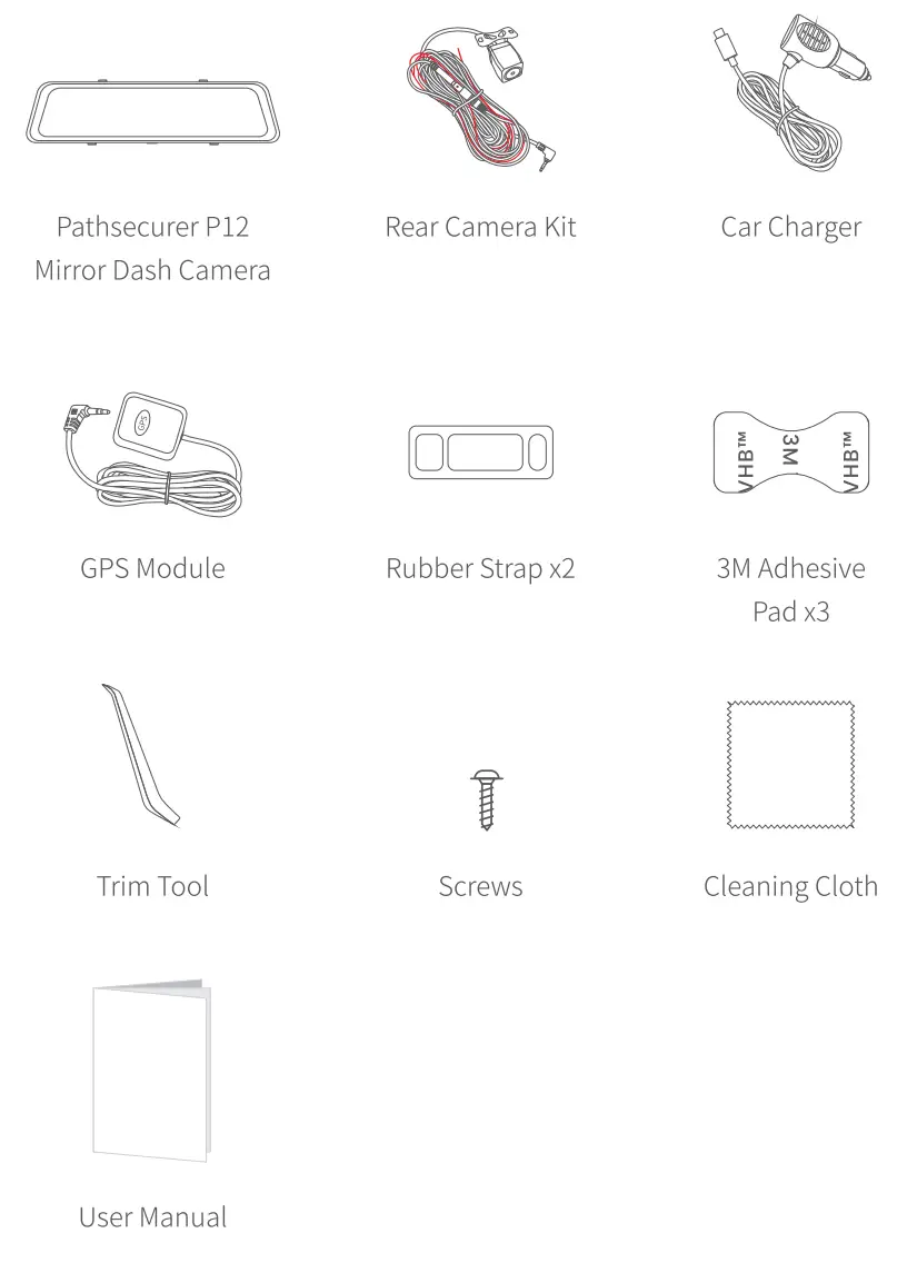 pelsee P12 Pro Mirror Dash Cam - Figure 1