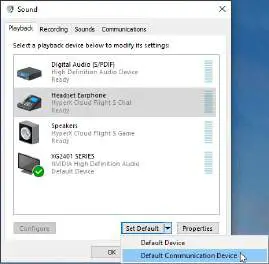 HyperX Cloud Flight S HX-HSCFS-SG -Under the Playback tab