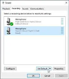 HyperX Cloud Flight S HX-HSCFS-SG -Under the Recording tab