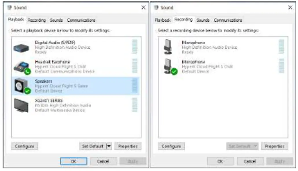 HyperX Cloud Flight S HX-HSCFS-SG - nder the Playback tab