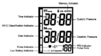 LUMISCOPE 1137 Blood Pressure Monitor Automatic Arm Type - DISPLAY OVERVIEW