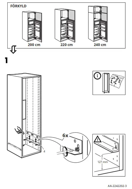 IKEA FORKYLD Fridge with Freezer Compartment-FÖRKYLD