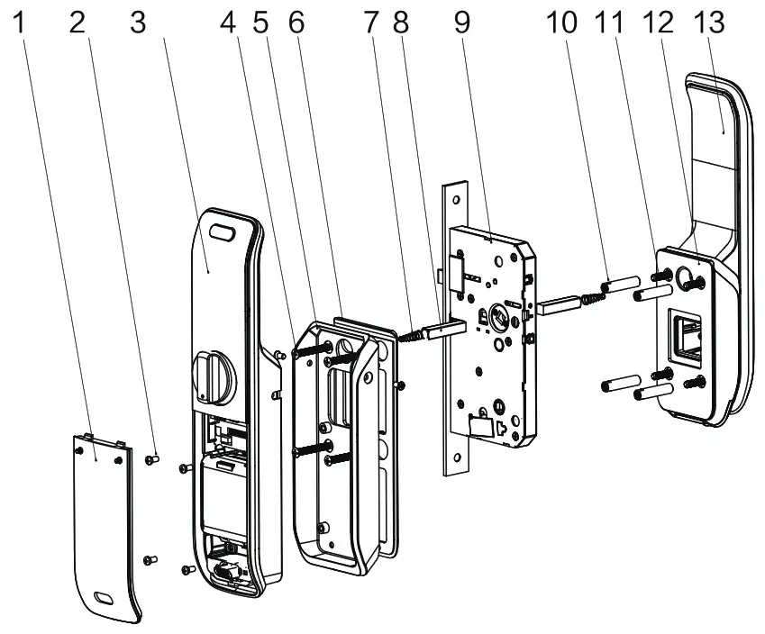 PHILIPS EasyKe 6100 Puysh-pull Smart Door Lock - Exploded Views