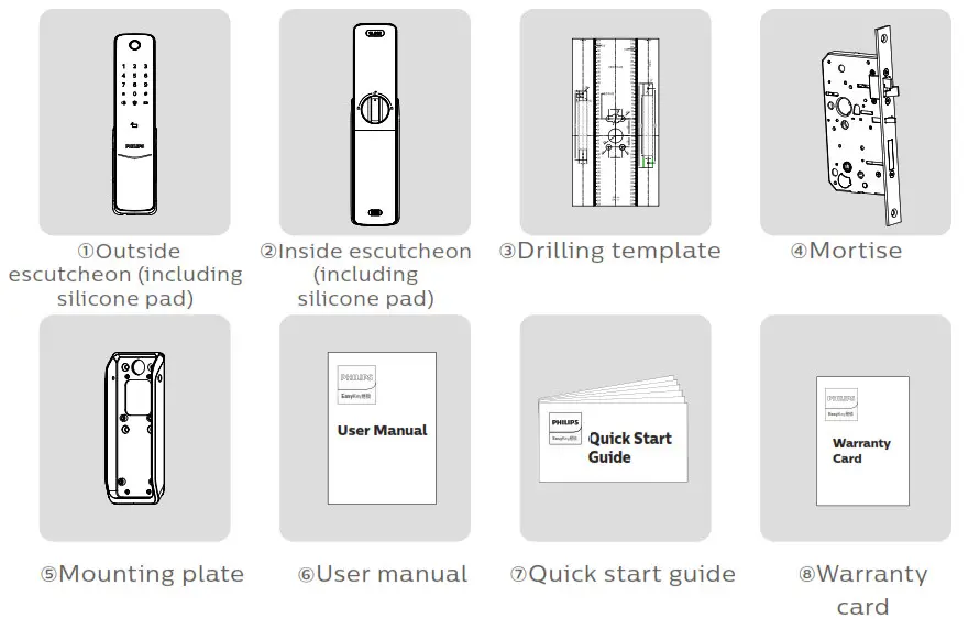 PHILIPS EasyKe 6100 Puysh-pull Smart Door Lock - Packing List 1