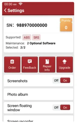 THINKCAR TKSD6 THINKSCAN SD Car Diagnostic Tool - Settings