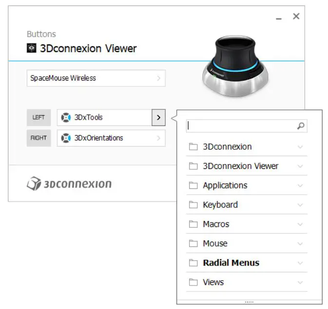 3Dconnexion 3DX-700084 SpaceMouse Wireless - Assigning Commands using the flyout window