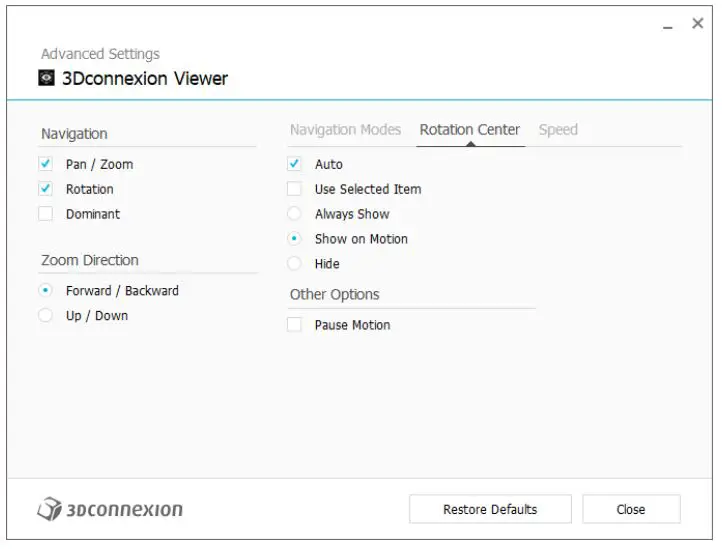 3Dconnexion 3DX-700084 SpaceMouse Wireless - Lock Horizon forces the horizon to be kept leveled as it currently is