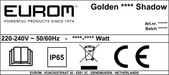 EUROM Golden Shadow 1500 Terrace Heater - Terracej