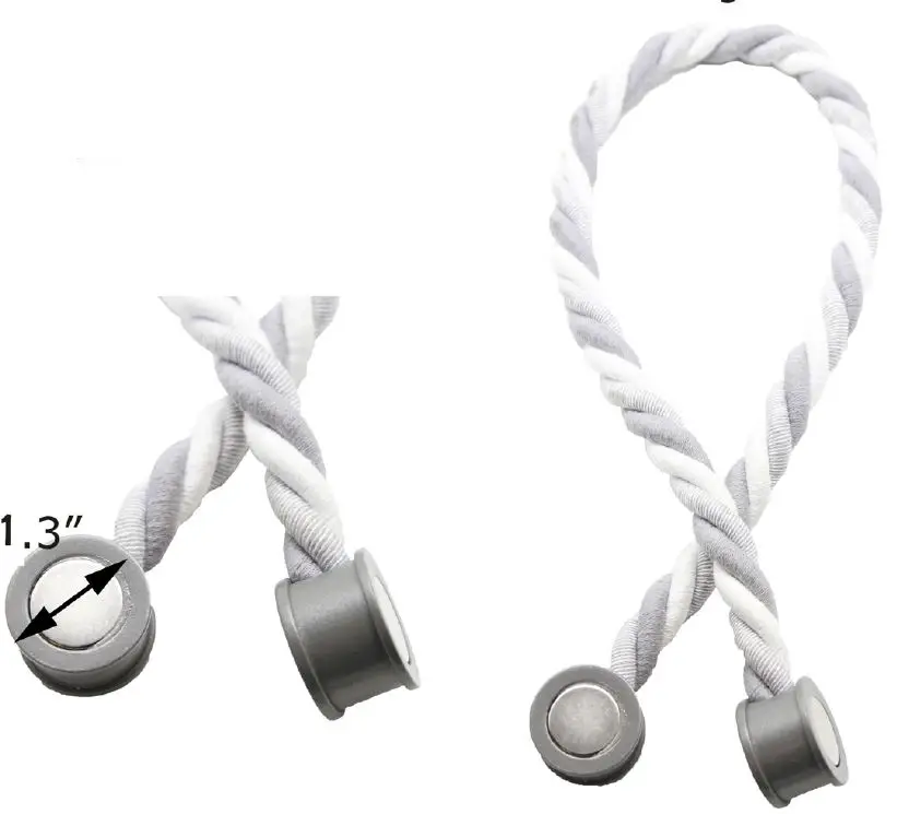 EVIDECO L2203937SET2 24.8 Inch Magnetic Braided Cord Curtain Tiebacks Cotton Woven FIG2