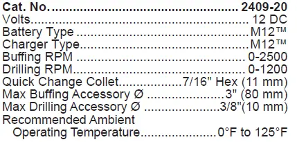 milwaukee 2409-20 M12 Fuel Low Speed Tire Buffer fig 6