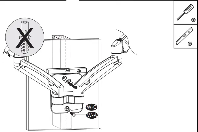 WALI Dual Monitor Wall Mount Wood Stud screwdriver