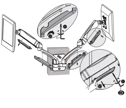 WALI Dual Monitor Wall Mount cable cases